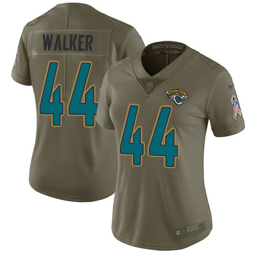 Jaguars #44 Travon Walker Olive Women's Stitched Limited 2017 Salute To Service Jersey