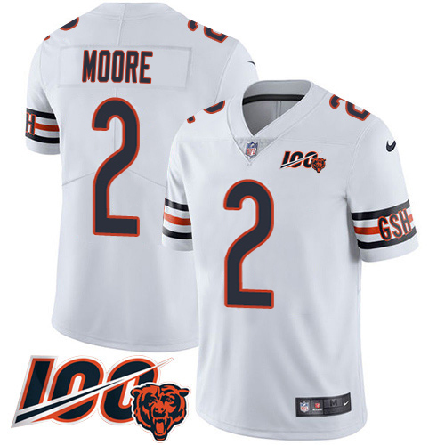 Bears #2 D.J. Moore White Alternate Men's Stitched Vapor Untouchable Limited 100th Season Jersey