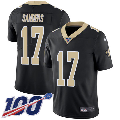 New Orleans Saints #17 Emmanuel Sanders Black Team Color Youth Stitched 100th Season Vapor Untouchable Limited Jersey Youth
