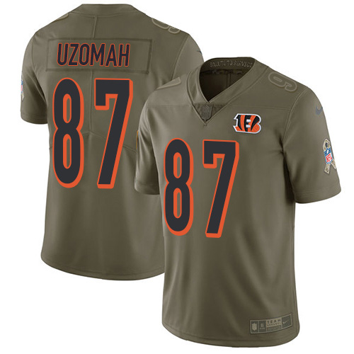 Cincinnati Bengals #87 C.J. Uzomah Olive Men's Stitched Limited 2017 Salute To Service Jersey Men's