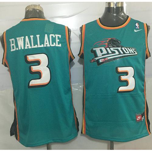 Detroit Pistons #3 Ben Wallace Green Throwback Stitched Jersey Mens
