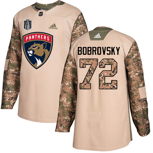 Adidas Lightning #72 Sergei Bobrovsky Camo 2023 Stanley Cup Final Patch Authentic Veterans Day Stitched Jersey