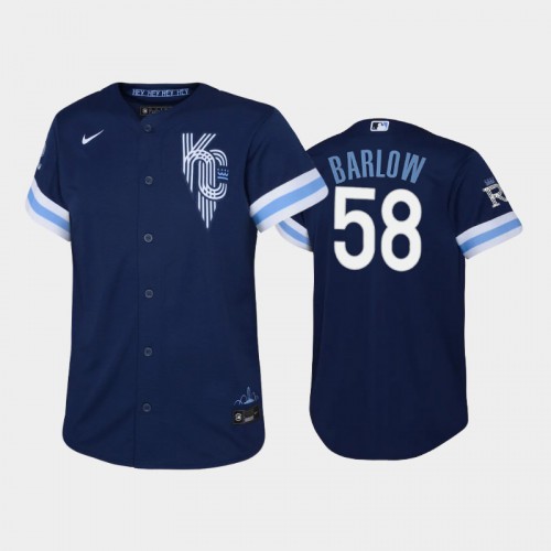 Kansas City Kansas City Royals #58 Scott Barlow Youth Replica 2022 City Connect Navy Jersey Youth