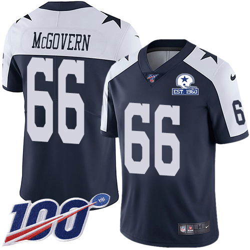Dallas Cowboys #66 Connor McGovern Navy Blue Thanksgiving Men's Stitched With Established In 1960 Patch 100th Season Vapor Untouchable Limited Thr