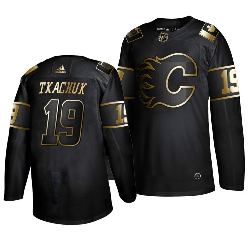 Adidas Calgary Flames #19 Matthew Tkachuk Men's 2019 Black Golden Edition Authentic Stitched Jersey Men's