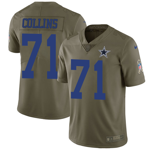 Dallas Cowboys #71 La'el Collins Olive Youth Stitched Limited 2017 Salute to Service Jersey Youth