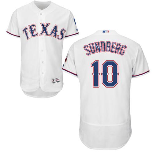 Texas Rangers #10 Jim Sundberg White Flexbase Authentic Collection Stitched Jersey Men's
