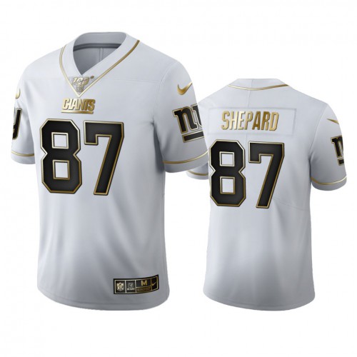New York New York Giants #87 Sterling Shepard Men's White Golden Edition Vapor Limited 100 Jersey Men's
