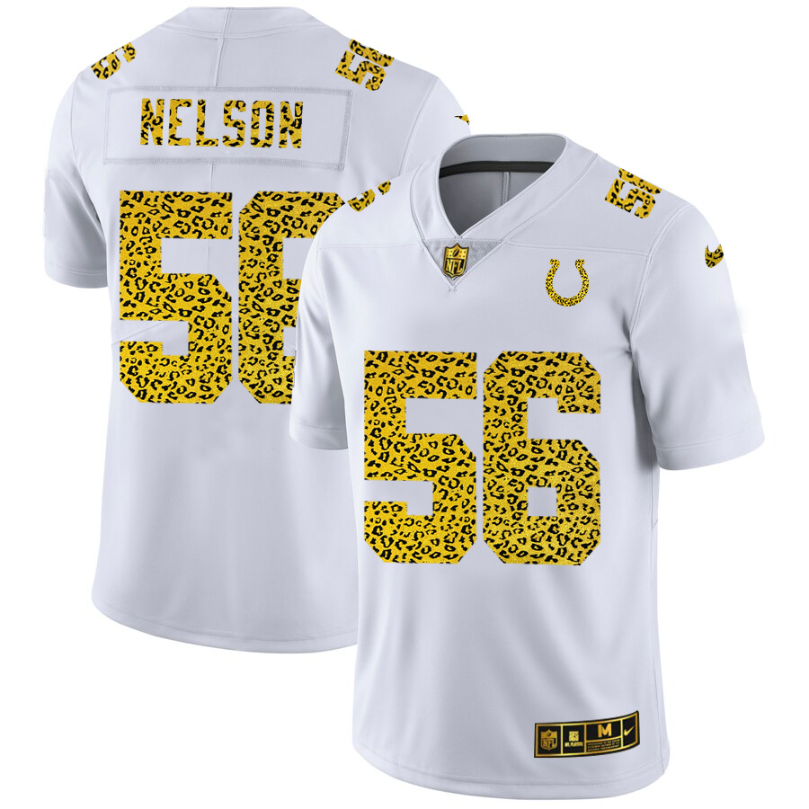 Indianapolis Colts #56 Quenton Nelson Men's Flocked Leopard Print Vapor Limited Jersey White