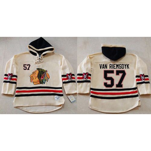 Chicago Blackhawks #57 Trevor Van Riemsdyk Cream Heavyweight Pullover Hoodie Stitched Jersey Men's