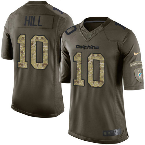 Dolphins #10 Tyreek Hill Green Youth Stitched Limited 2015 Salute To Service Jersey