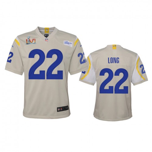 Los Angeles Los Angeles Rams #22 David Long Youth Super Bowl LVI Patch Game Jersey - Bone Youth