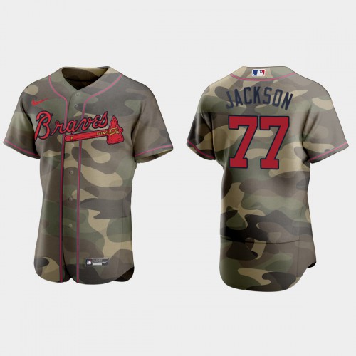 Atlanta Atlanta Braves #77 Luke Jackson Men's 2021 Armed Forces Day Authentic Jersey -Camo Men's