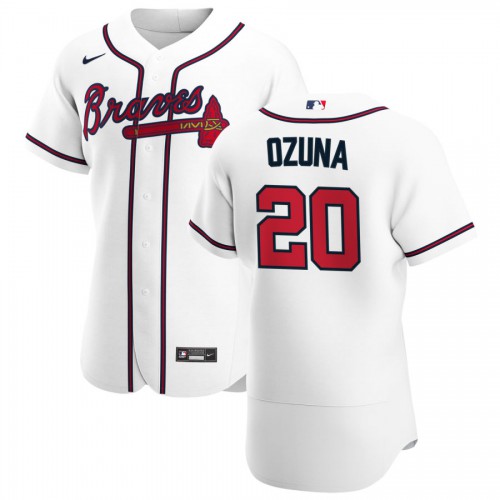 Atlanta Atlanta Braves #20 Marcell Ozuna Men's White Home 2020 Authentic Player Jersey Men's
