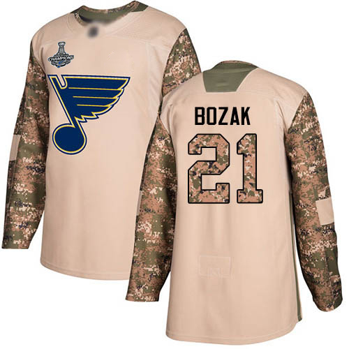 Adidas St. Louis Blues #21 Tyler Bozak Camo Authentic 2017 Veterans Day Stanley Cup Champions Stitched Jersey Men's