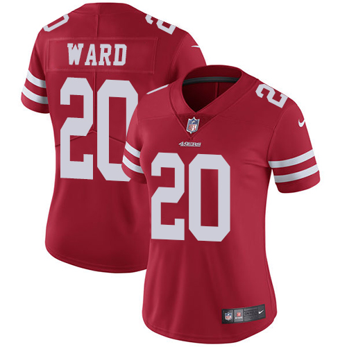 San Francisco 49ers #20 Jimmie Ward Red Team Color Women's Stitched Vapor Untouchable Limited Jersey Womens
