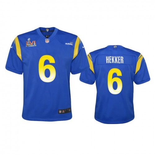 Los Angeles Los Angeles Rams #6 Johnny Hekker Youth Super Bowl LVI Patch Game Jersey - Royal Youth