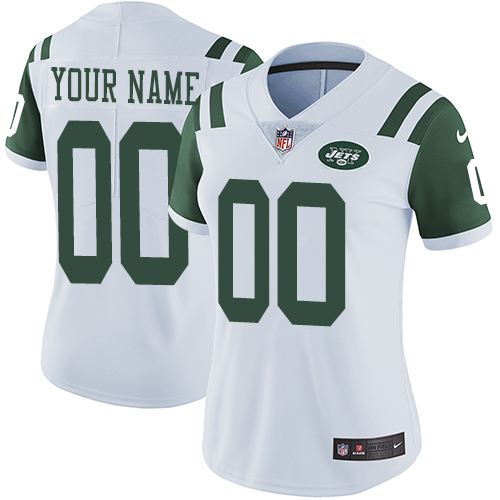 New York Jets Customized White Stitched Vapor Untouchable Limited Women's Jersey