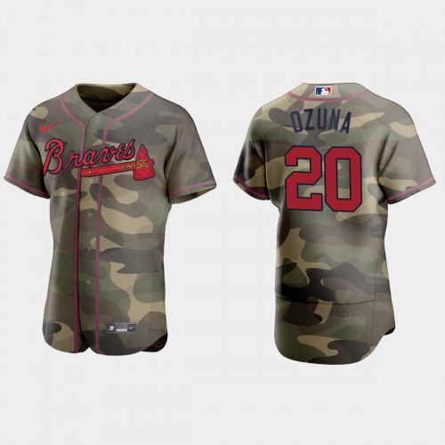 Atlanta Atlanta Braves #20 Marcell Ozuna Men's 2021 Armed Forces Day Authentic Jersey -Camo Men's