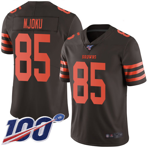 Browns #85 David Njoku Brown Men's Stitched Limited Rush 100th Season Jersey