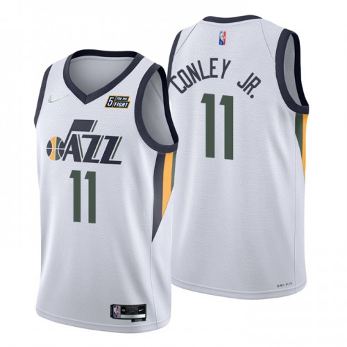 Utah Jazz #11 Mike Conley Jr. White Mens 2021-22 75th Anniversary Diamond Swingman Jersey - Association Edition Mens