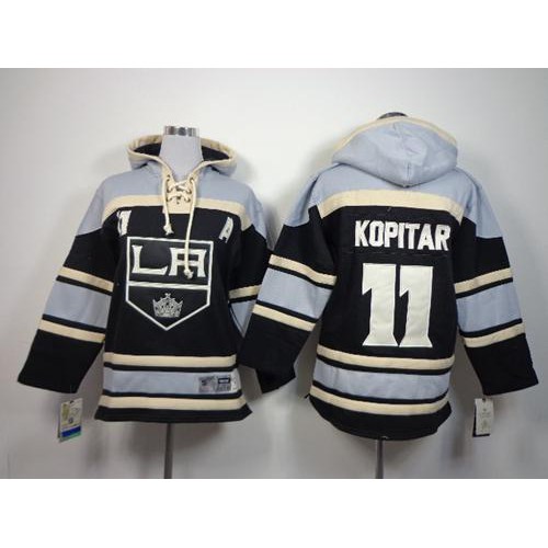 Los Angeles Kings #11 Anze Kopitar Black Sawyer Hooded Sweatshirt Stitched Youth Jersey Youth