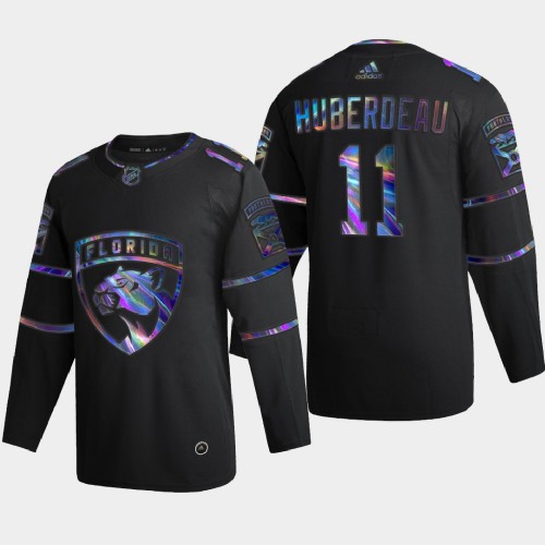 Florida Florida Panthers #11 Jonathan Huberdeau Men's Iridescent Holographic Collection Jersey - Black Men's