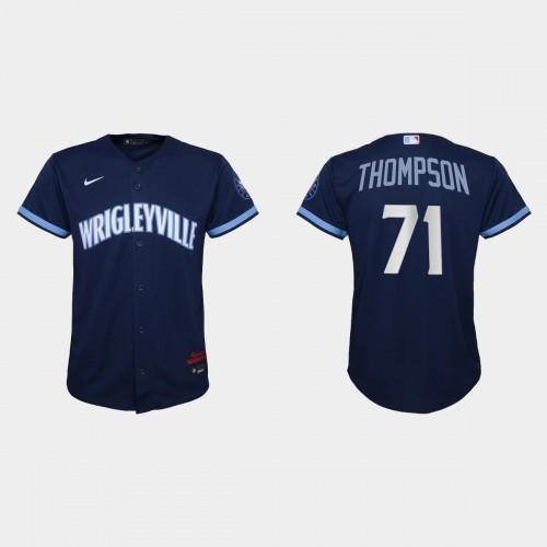 Chicago Chicago Cubs #71 Keegan Thompson Youth 2021 City Connect Navy Jersey Youth