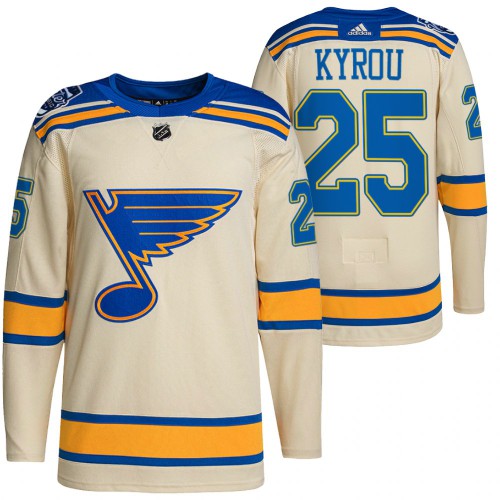 St. Louis St. Louis Blues #25 Jordan Kyrou Men's Adidas 2022 Winter Classic Authentic Jersey Cream Men's