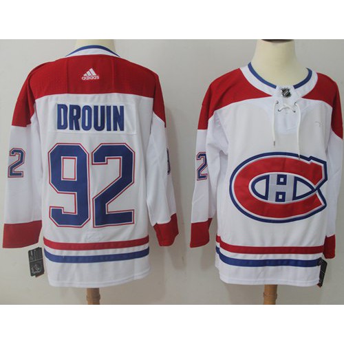 Adidas Montreal Canadiens #92 Jonathan Drouin White Road Authentic Stitched Jersey Men's