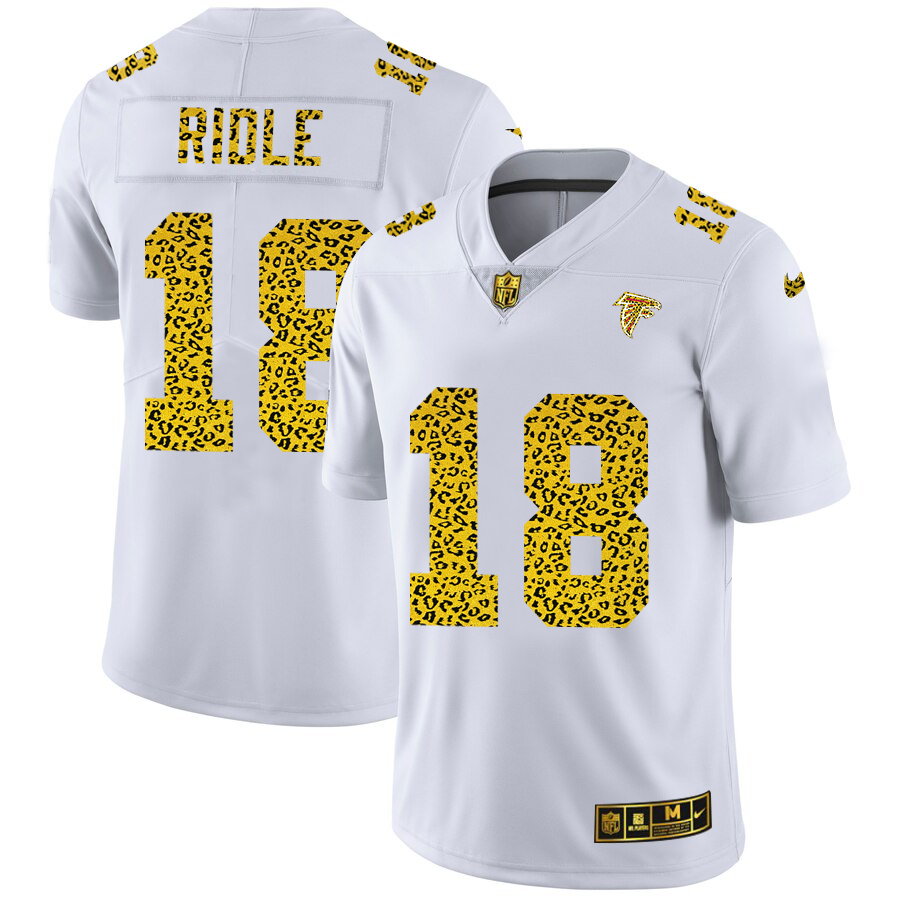 Atlanta Falcons #18 Calvin Ridley Men's Flocked Leopard Print Vapor Limited Jersey White