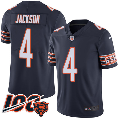 Bears #4 Eddie Jackson Navy Blue Team Color Youth Stitched 100th Season Vapor Limited Jersey