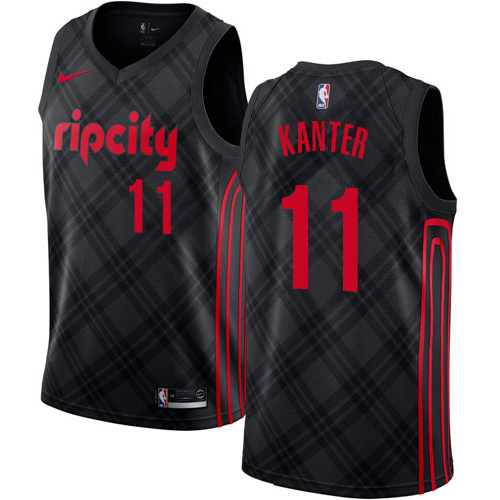 Portland Trail Blazers #11 Enes Kanter Black Swingman City Edition Jersey Mens