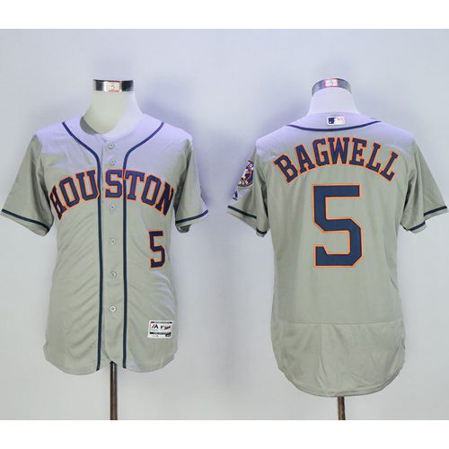 Houston Astros #5 Jeff Bagwell Grey Flexbase Authentic Collection Stitched Jersey Men's
