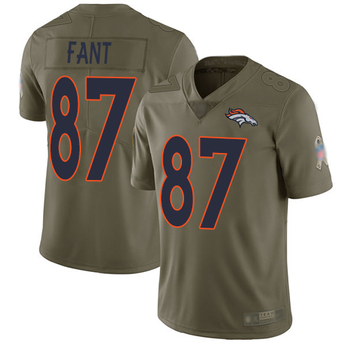 Denver Broncos #87 Noah Fant Olive Youth Stitched Limited 2017 Salute to Service Jersey Youth