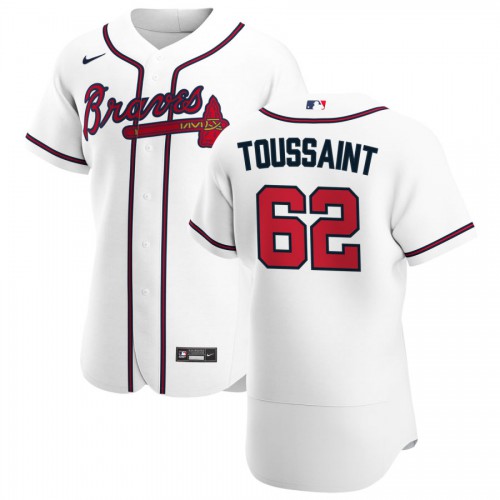 Atlanta Atlanta Braves #62 Touki Toussaint Men's White Home 2020 Authentic Player Jersey Men's