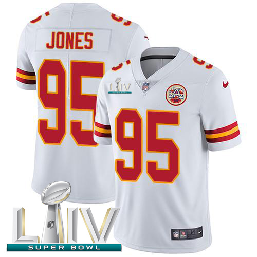 Chiefs #95 Chris Jones White Super Bowl LIV 2020 Youth Stitched Vapor Untouchable Limited Jersey