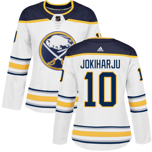 Adidas Buffalo Sabres #10 Henri Jokiharju White Road Authentic Women's Stitched Jersey Womens