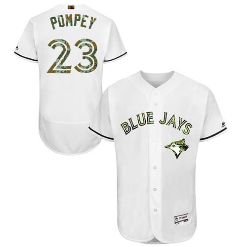Toronto Blue Jays #23 Dalton Pompey White Flexbase Authentic Collection Memorial Day Stitched Jersey Men's