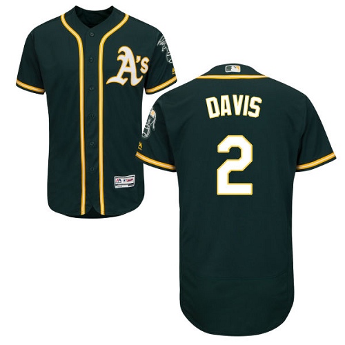 Oakland Athletics #2 Khris Davis Green Flexbase Authentic Collection Stitched Jersey Men's