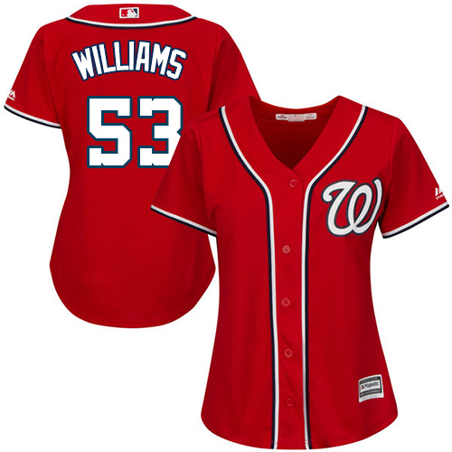 Washington Nationals #53 Austen Williams Red Alternate Women's Stitched Jersey Womens