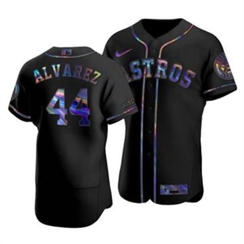 Houston Houston Astros #44 Yordan Alvarez Men's Iridescent Holographic Collection Jersey - Black Men's