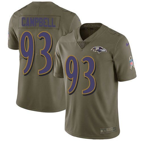 Baltimore Ravens #93 Calais Campbell Olive Youth Stitched Limited 2017 Salute To Service Jersey Youth