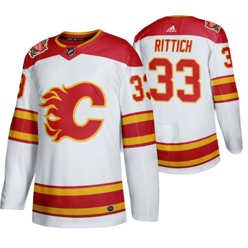 Calgary Calgary Flames #33 David Rittich Men's 2019-20 Heritage Classic Authentic White Stitched Jersey Men's