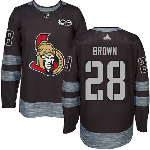 Adidas Ottawa Senators #28 Connor Brown Black 1917-2017 100th Anniversary Stitched Jersey Men's