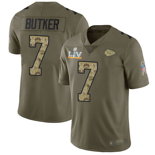 Chiefs #7 Harrison Butker Olive/Camo Men's Super Bowl LV Bound Stitched Limited 2017 Salute To Service Jersey