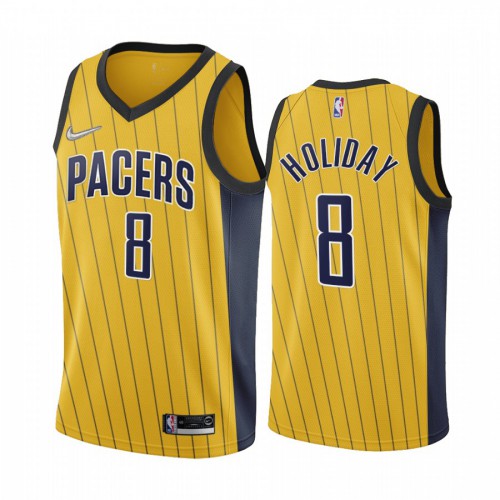 Indiana Indiana Pacers #8 Justin Holiday Gold Swingman 2020-21 Earned Edition Jersey Mens