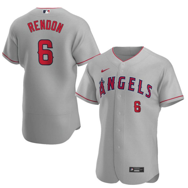 Men's Los Angeles Angels 6 Authentic Gray Road 2020 Anthony Rendon Jersey