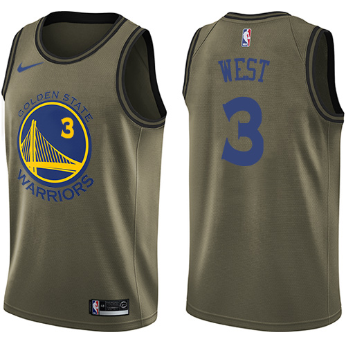 Golden State Warriors #3 David West Green Salute to Service Youth Swingman Jersey Youth