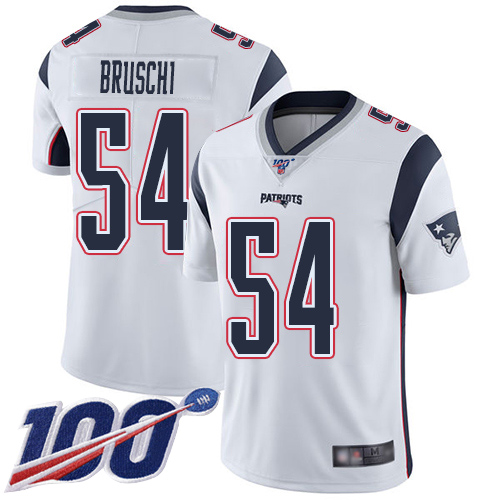New England Patriots #54 Tedy Bruschi White Men's Stitched 100th Season Vapor Limited Jersey Men's